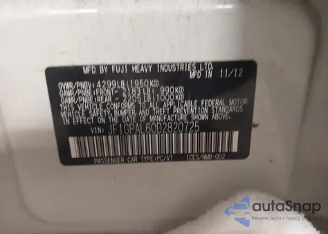 2013 Subaru Impreza 2.0I Sport Premium from USA, damaged, VIN JF1GPAL60D2820725